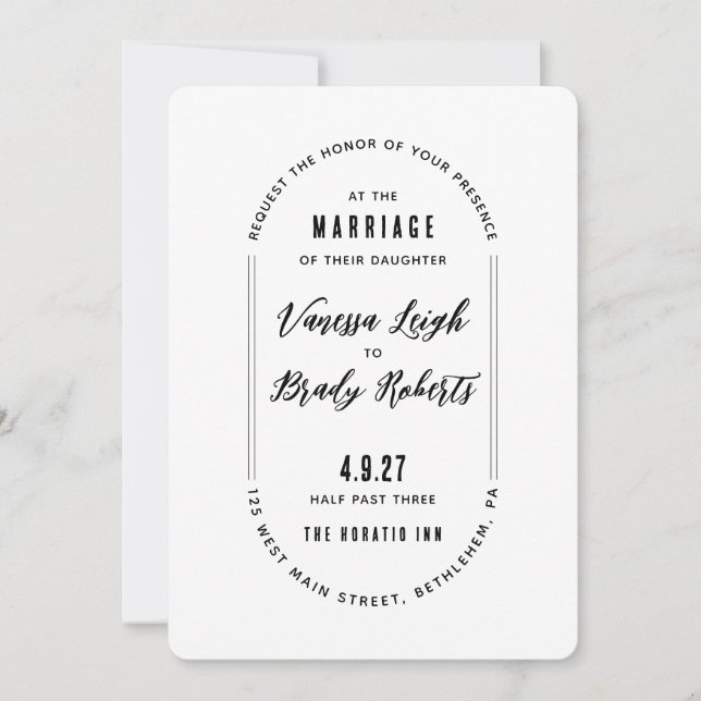 Einfache Minimalistische Hochzeitseinladung Einladung (Vorderseite)