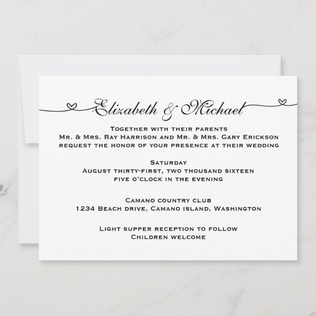 Einfache Minimalistische Hochzeitseinladung Einladung (Vorderseite)