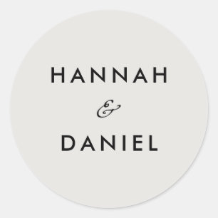 Einfache Minimalistische Hochzeitseinladung & Favo Runder Aufkleber