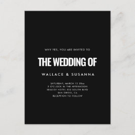 Einfache minimalistische Hochzeitseinladung Postkarte