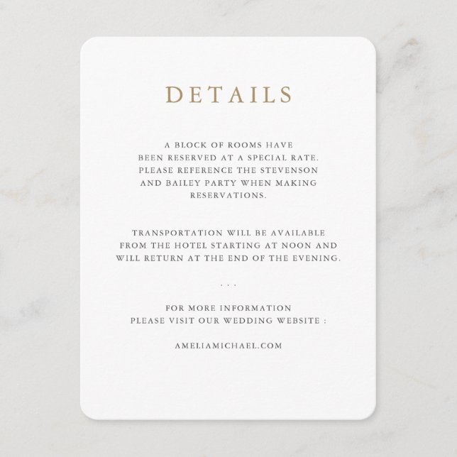 Einfache Minimalistische Hochzeitskarte Begleitkarte (Vorderseite)