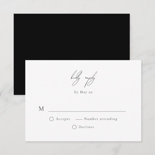 Einfache Minimalistische Hochzeitskarte für RSVP (Vorne/Hinten)