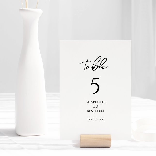 Einfache Minimalistische Hochzeitskarte für Tischn Tischnummer (Von Creator hochgeladen)