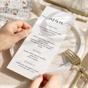 Einfache Minimalistische Hochzeitskarte Menükarte