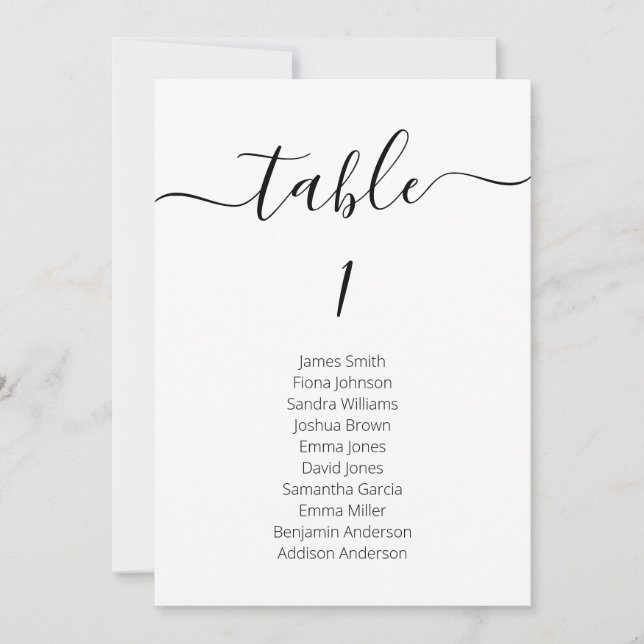Einfache Minimalistische Hochzeitstisch-Sitzkarte Einladung (Vorderseite)