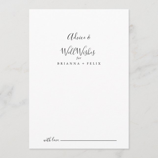 Einfache Minimalistische Hochzeitswünsche Hinweiskarte (Vorderseite)