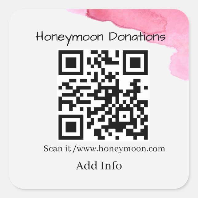 Einfache minimalistische Honeymoon Spenden Hochzei Quadratischer Aufkleber (Vorderseite)