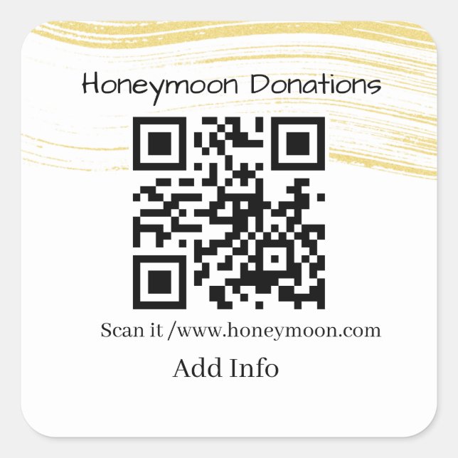 Einfache minimalistische Honeymoon Spenden Hochzei Quadratischer Aufkleber (Vorderseite)
