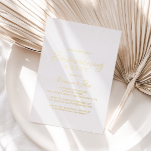 Einfache minimalistische Housewarming-Party Gold Folieneinladung