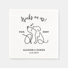 Einfache Minimalistische Hundekatze Name Haustier  Serviette