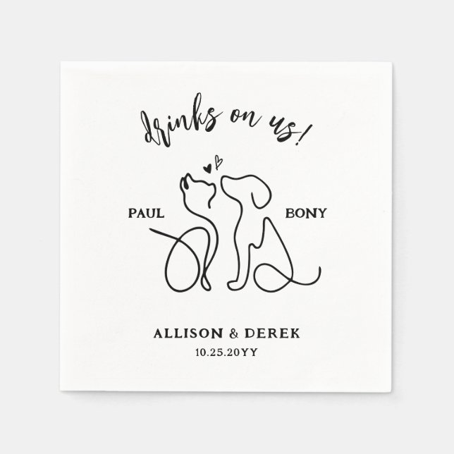 Einfache Minimalistische Hundekatze Name Haustier  Serviette (Vorderseite)