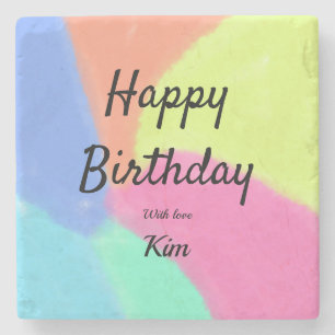 einfache minimalistische Kalligrafie herzlichen Gl Steinuntersetzer