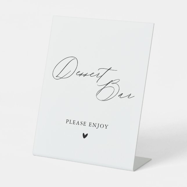 Einfache Minimalistische Kalligrafie Hochzeitstort Sockelschild (Vorderseite)