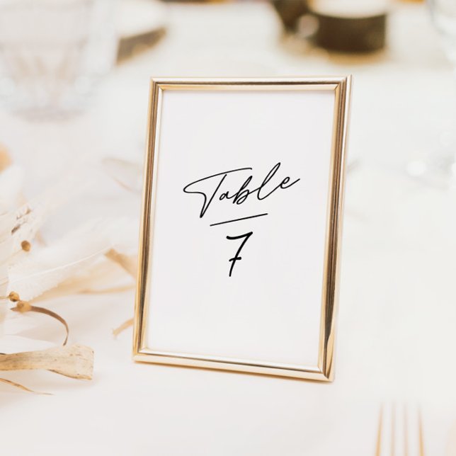 Einfache Minimalistische Kalligrafie-Tischnummer Tischnummer (Simpe Minimalist Calligraphy Table Number)