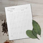 Einfache Minimalistische Kochrezeptur Notepad Notizblock<br><div class="desc">Ein einfaches,  minimalistisches Notizblock für die Rezepturorganisation.</div>