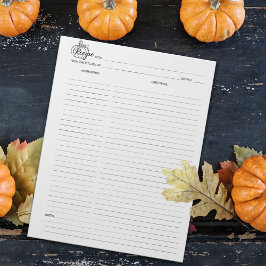 Einfache Minimalistische Kochrezeptur Notepad Notizblock
