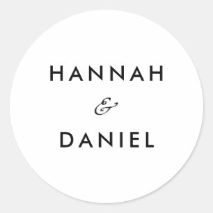 Einfache Minimalistische Kundennamen Hochzeit Runder Aufkleber