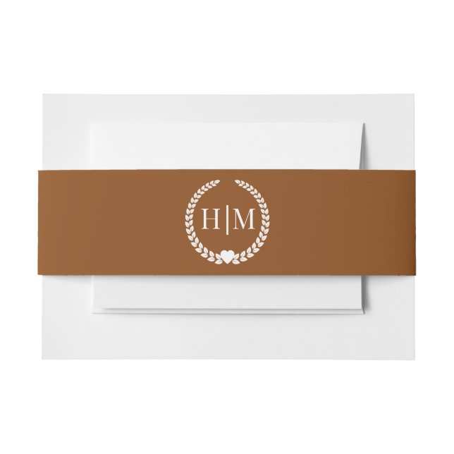 Einfache Minimalistische Kupferbraun-Monogramm Einladungsbanderole (Vorderseite Beispiel)