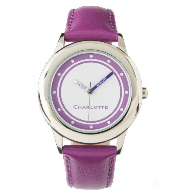 Einfache Minimalistische Lavendel Moderner Chic In Armbanduhr (Vorderseite)
