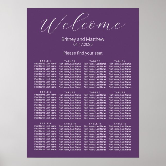 Einfache Minimalistische Lila Hochzeitsstift Poster (Vorne)