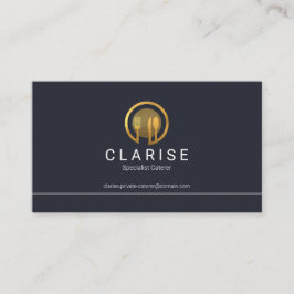 Einfache Minimalistische Line Border Gold Cutlery  Visitenkarte