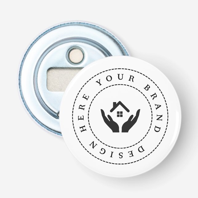 Einfache Minimalistische Logo- und Textwerbung Flaschenöffner (Vorderseite)