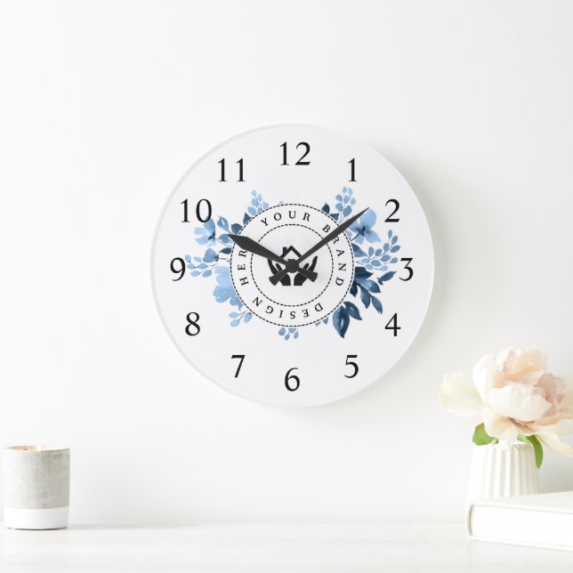 Einfache Minimalistische Logo- und Textwerbung Große Wanduhr (Zuhause)