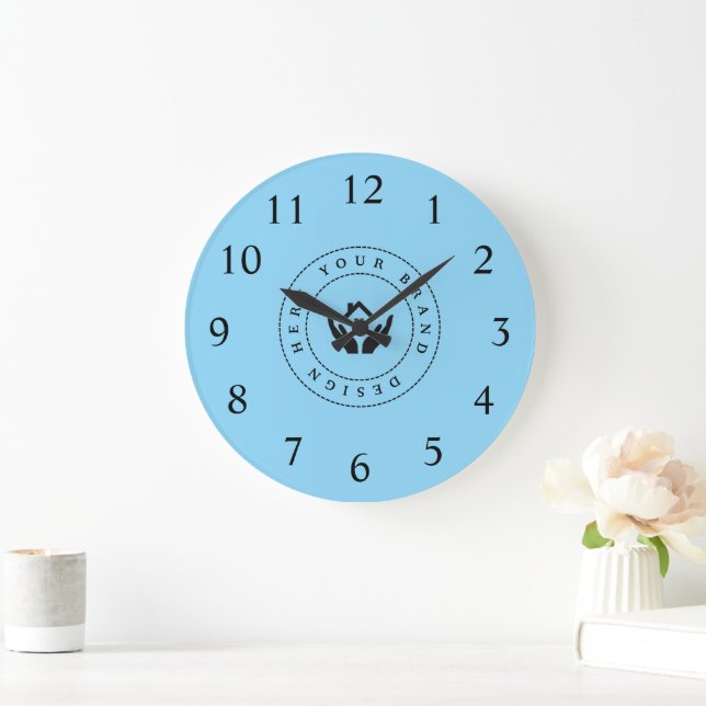 Einfache Minimalistische Logo- und Textwerbung Große Wanduhr (Zuhause)