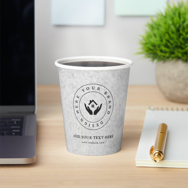 Einfache Minimalistische Logo- und Textwerbung Pappbecher (InSitu)