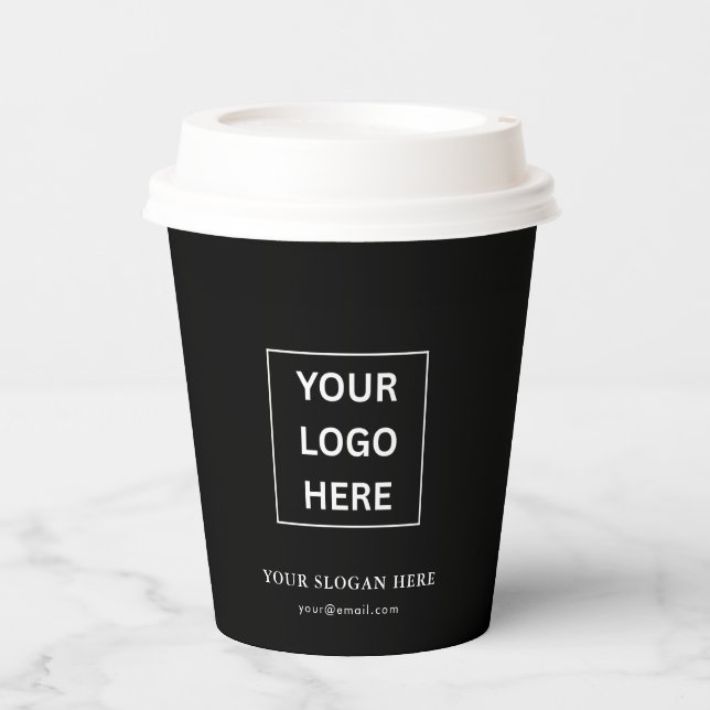 Einfache Minimalistische Logo- und Textwerbung Pappbecher (Vorderseite)
