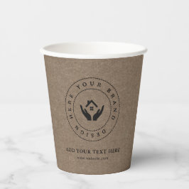 Einfache Minimalistische Logo- und Textwerbung Pappbecher
