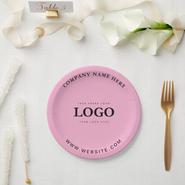 Einfache Minimalistische Logo- und Textwerbung Pappteller (Hochzeit)