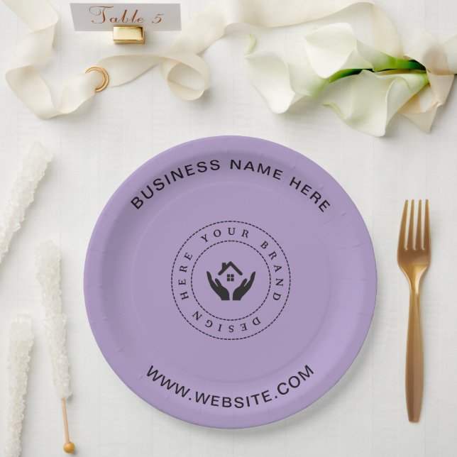 Einfache Minimalistische Logo- und Textwerbung Pappteller (Hochzeit)