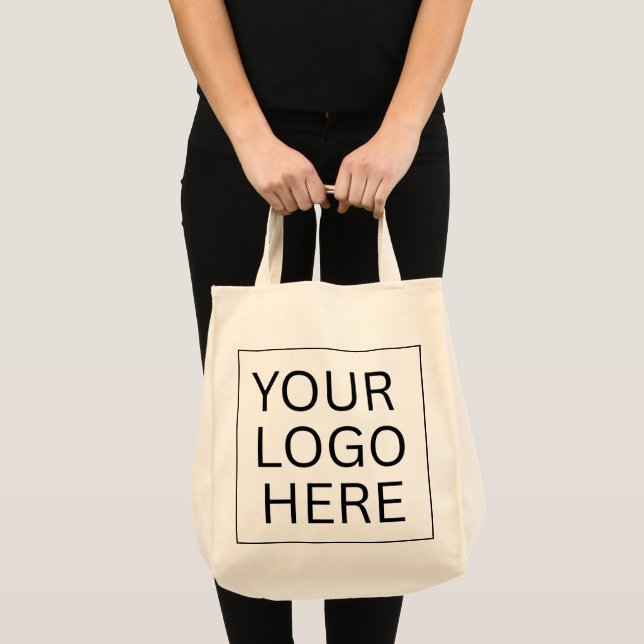 Einfache Minimalistische Logo- und Textwerbung Tragetasche (Vorderseite (Produkt))