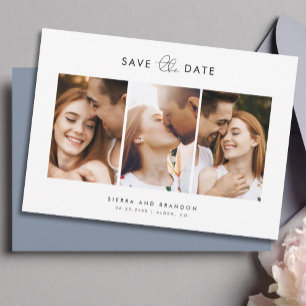 Einfache Minimalistische Moderne 3 Foto Collage Sc Save The Date