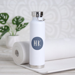 Einfache Minimalistische moderne Blaue Mit Monogra Trinkflasche