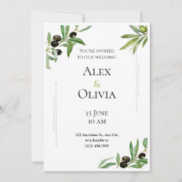 Einfache minimalistische moderne Eukalyptus-Olive- Einladung
