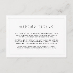 Einfache minimalistische moderne Hochzeit Begleitkarte