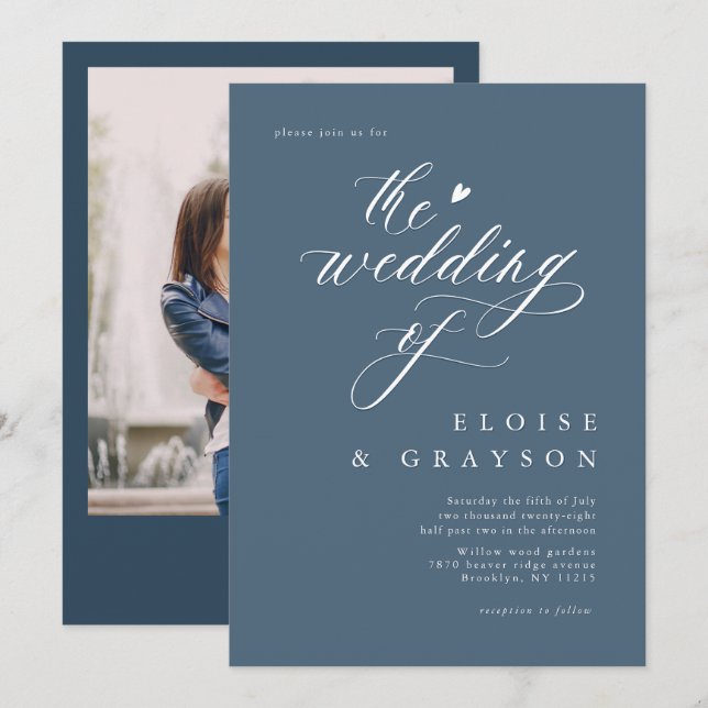 Einfache Minimalistische moderne Hochzeit mit viel Einladung (Vorne/Hinten)