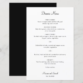 Einfache Minimalistische moderne Hochzeitsmenüs