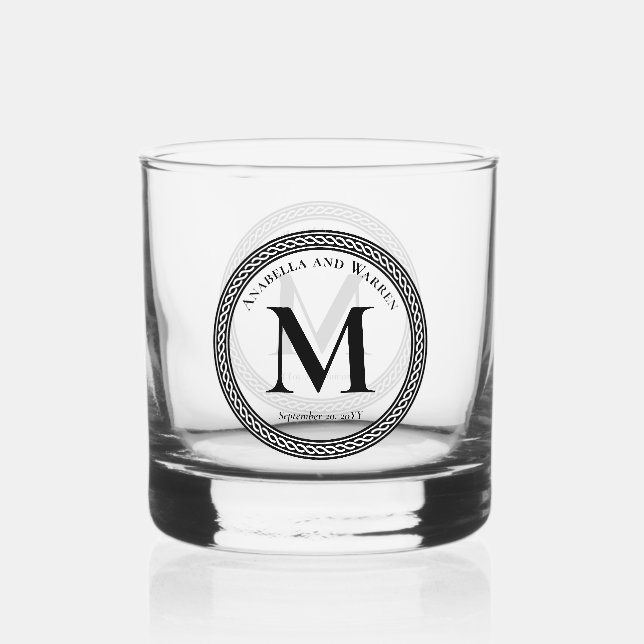 Einfache Minimalistische moderne Monogramm- und Fa Whiskyglas (Vorderseite)