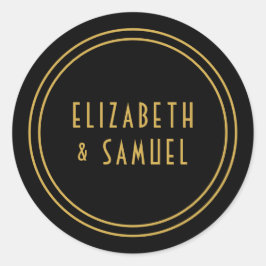 Einfache Minimalistische moderne Namen Gold Black  Runder Aufkleber