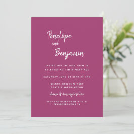 Einfache Minimalistische Moderne Orchid Magenta We Einladung