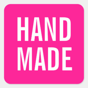 Einfache minimalistische moderne rosa Handarbeit Quadratischer Aufkleber