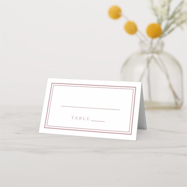 Einfache Minimalistische moderne Rose Weiß Hochzei Platzkarte (Vorderseite)