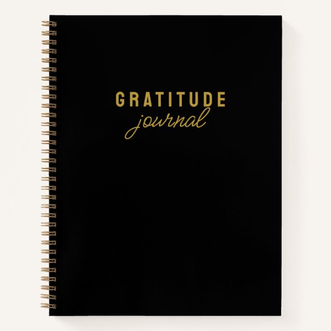 Einfache Minimalistische Moderne Schwarze Dankbark Notizbuch (Vorderseite)
