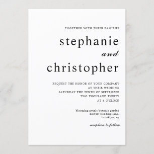Einfache Minimalistische moderne Script-Hochzeit B Einladung