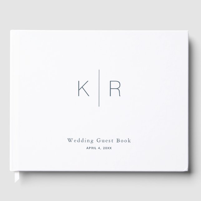 Einfache Minimalistische moderne Weiße Hochzeit Gästebuch (Vorderseite)