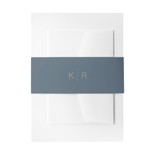 Einfache Minimalistische Mongram Navy Hochzeitsban Einladungsbanderole (Vorderseite Beispiel)