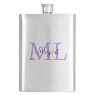 einfache minimalistische Monogramm-Name in Rosa Ro Flachmann